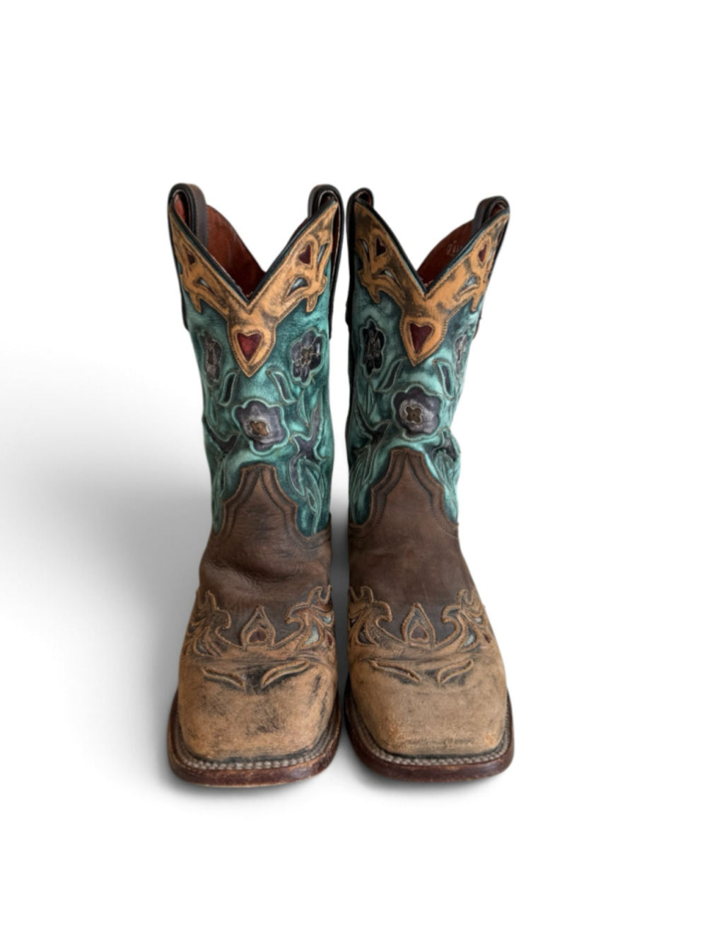 Dan Post Women’s 8.5 Cowboy Boots DP7914 Turquoise Floral Leather Western